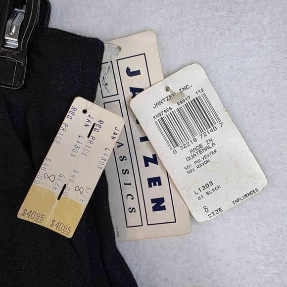 80s Jantzen Size 8 Black A-Line Button Front Skirt Pockets Retro Boho Deadstock - Picture 2 of 6